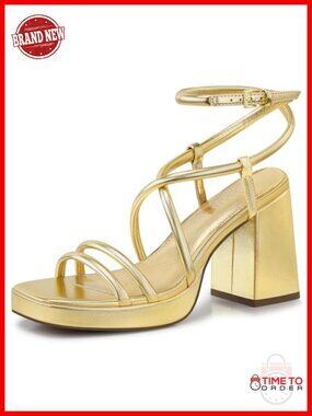Women Chunky Platform Heels 3.9 Inch Strappy High Heel Sandals Block Heel